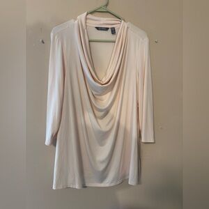 Lisa Rinna Collection Pale Pink  Draped Neck Top